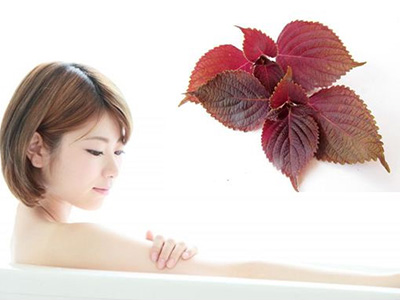 Da sáng mịn màng cùng lá tía tô
