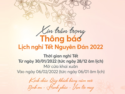 Saigon Smile Spa thông báo lịch nghỉ Tết Nguyên Đán Nhâm Dần 2022