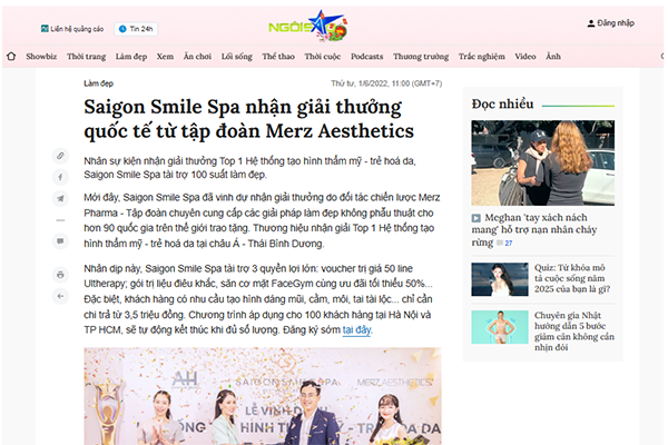 Saigon Smile Spa nhận giải thưởng quốc tế từ tập đoàn Merz Aesthetics