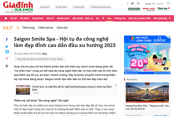 Saigon Smile Spa – Hội tụ đa công nghệ làm đẹp đỉnh cao dẫn đầu xu hướng 2023