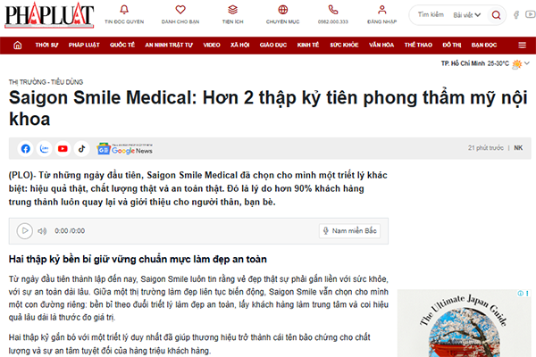 Saigon Smile Medical: Hơn 2 thập kỷ tiên phong thẩm mỹ nội khoa