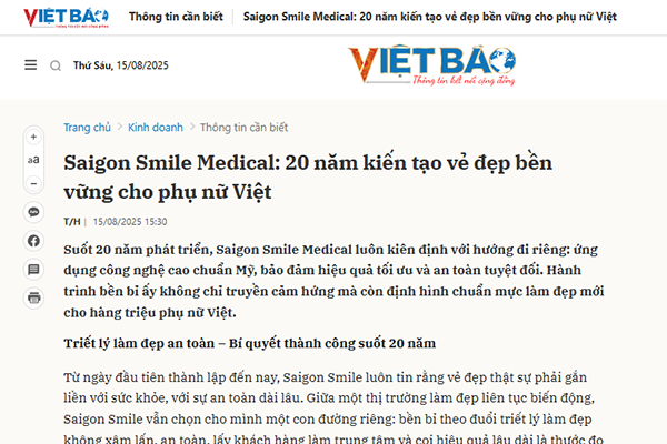 Saigon Smile Medical: 20 năm kiến tạo vẻ đẹp bền vững cho phụ nữ Việt
