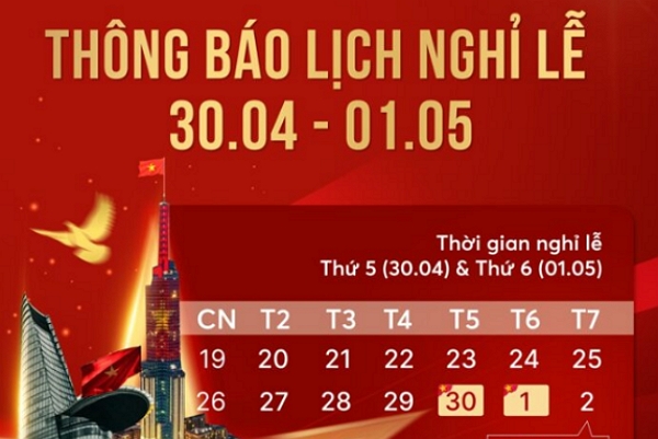 Thông báo nghỉ lễ 30/4 – 1/5